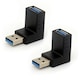 Set de 2 adaptoare de extensie USB 3.0, JENUOS®, mufa tip A la mufa tip A, unghi de 90 de grade
