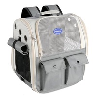 Rucsac transport animale de companie, Maxima 7.2 kg, Portabil si Respirabil, Buzunar lateral, potrivit pentru exterior, Ciclism, Drumetii, Camping, 37X24X36 cm, Gri
