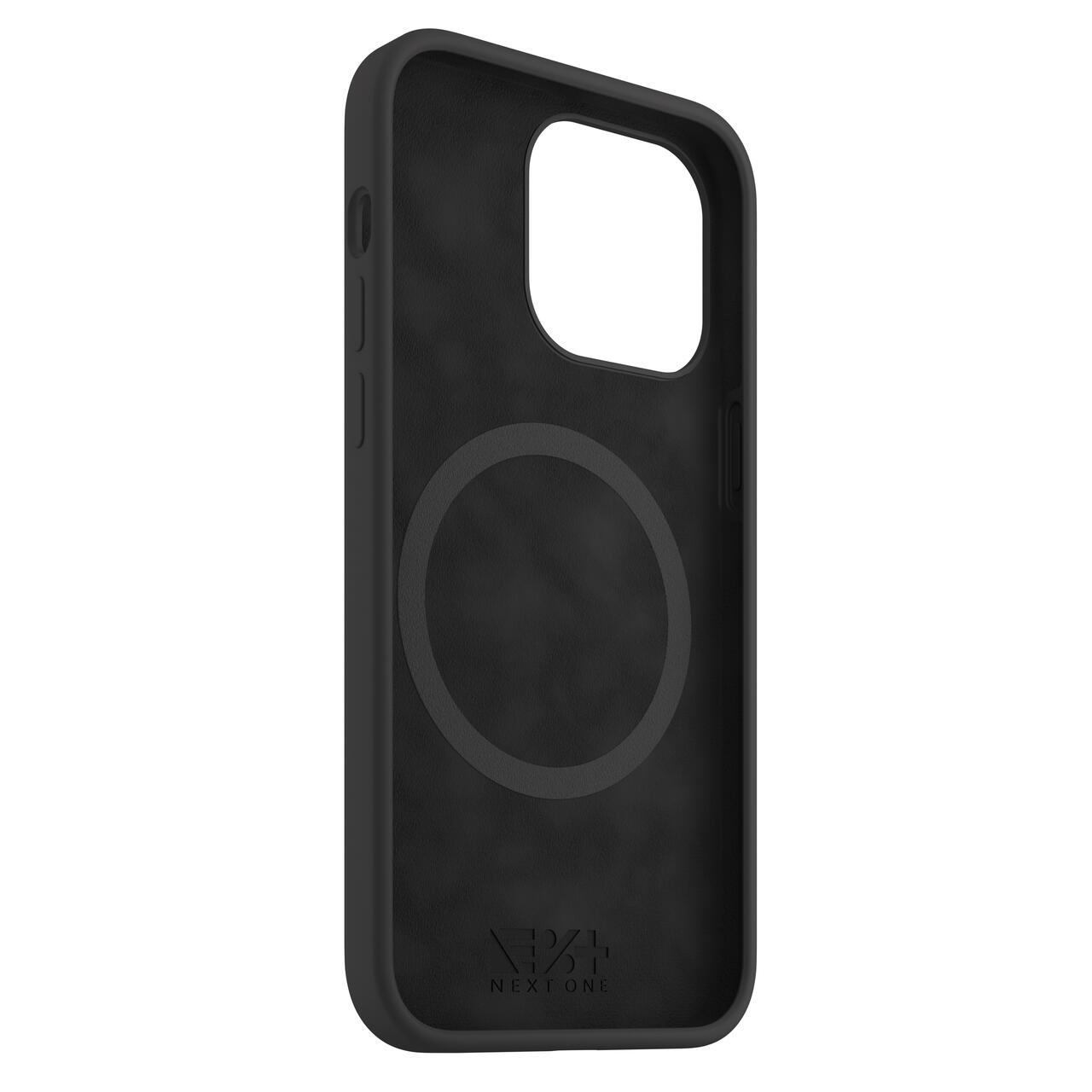 Husa de protectie Next One Silicone Case pentru iPhone 15 Pro Max, MagSafe compatible, Black
