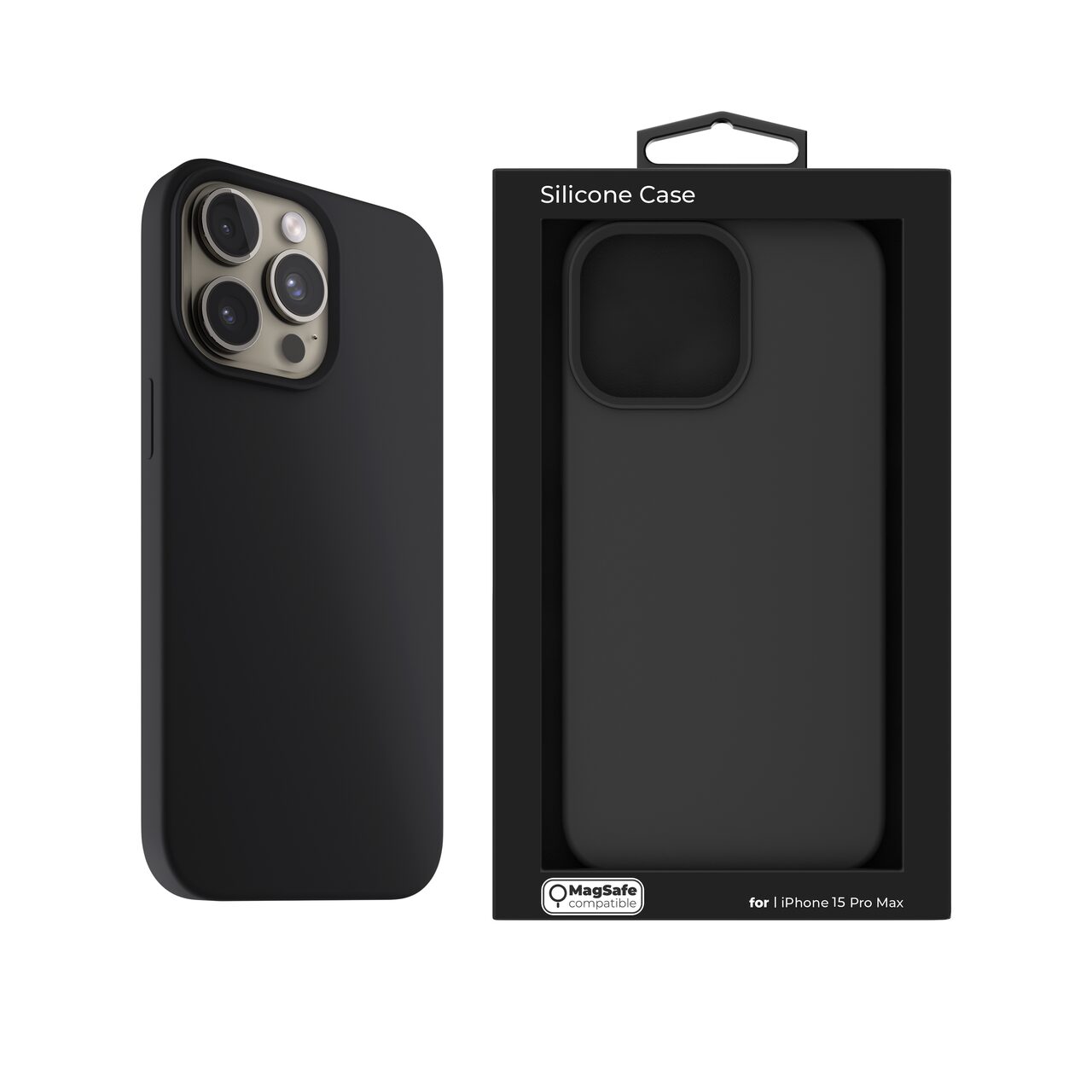 Husa de protectie Next One Silicone Case pentru iPhone 15 Pro Max, MagSafe compatible, Black