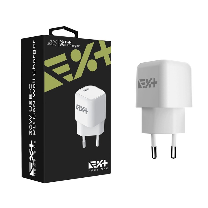 Мрежово зарядно Next One 30W USB-C PD Gan, бяло