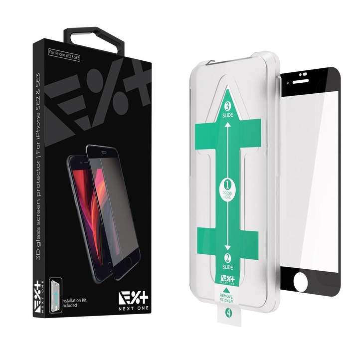 Folie de protectie Next One, 3D Glass Screen Protector pentru iPhone SE2 and SE3