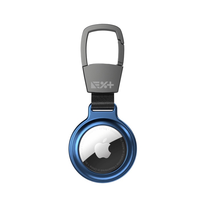 Husa Next One, Magnetic Aluminium Key Carabiner pentru AirTag, Blue
