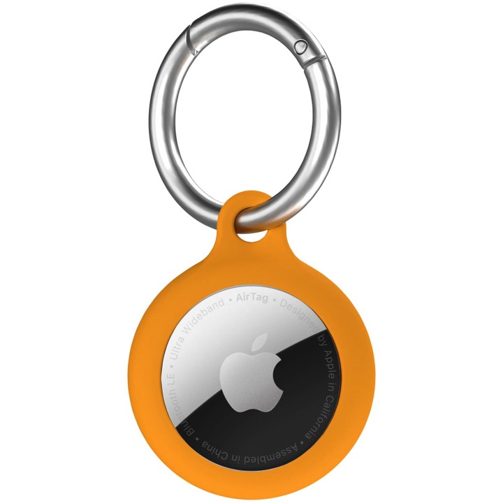Husa Next One, Silicone Key Clip pentru AirTag, Orange
