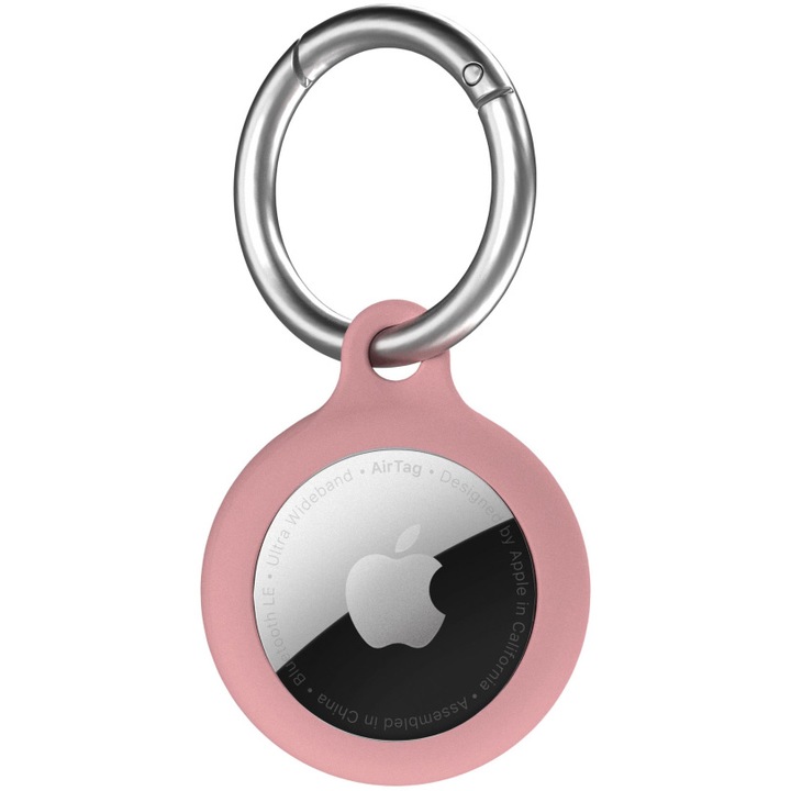 Husa Next One, Silicone Key Clip pentru AirTag, Ballet Pink