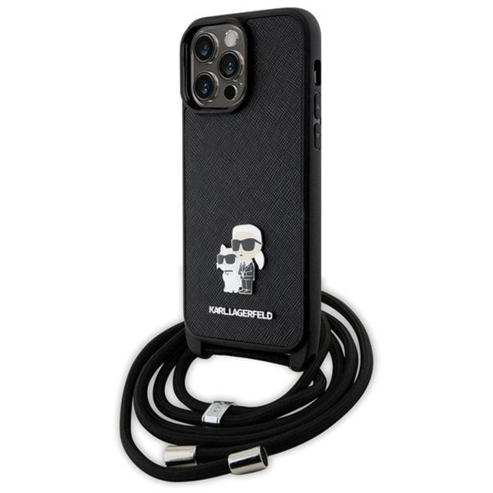 Eredeti tok KARL LAGERFELD KLHCP14XSAKCPSK for iPhone 14 Pro Max (Saffiano KC Metal PIN Crossbody / black)