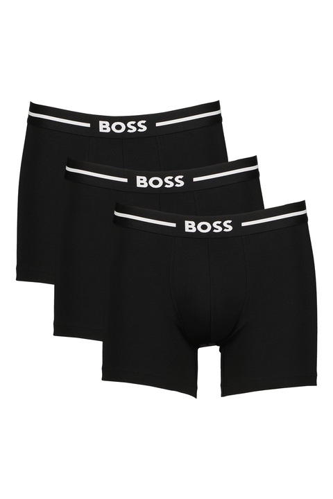 BOSS, Set de boxeri cu logo - 3 perechi, Negru, S