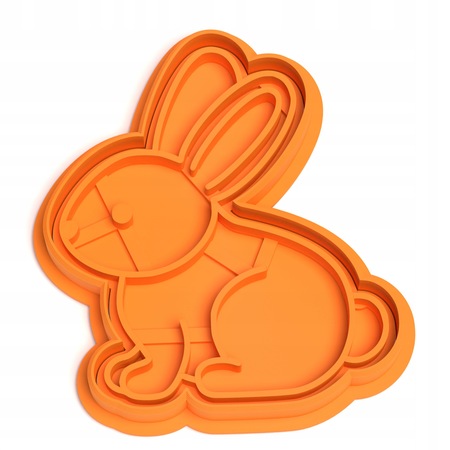 Forma biscuiti, Model iepure, 8 cm, Plastic, Portocaliu