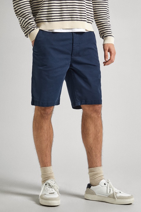 Pepe Jeans London, Bermude chino cu talie medie, Bleumarin