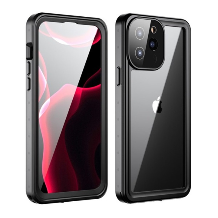 REDPEPPER vízhatlan / vízálló tok, AQUA (2 méterig, IP68, közepesen ütésálló, légpárnás sarok, logo kivágás) ÁTLÁTSZÓ Apple iPhone 13 Pro Max