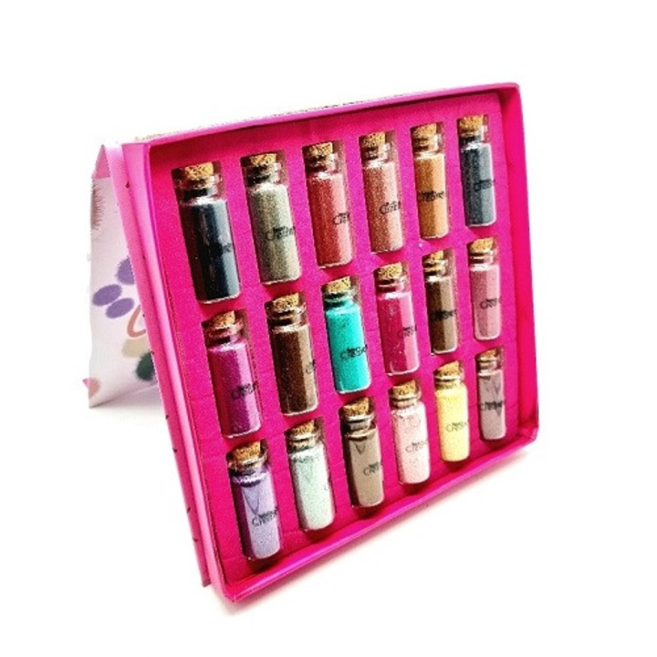 Szemhéjpúder Pigment szett, Szépségalkotások, Glitter, 18 szín