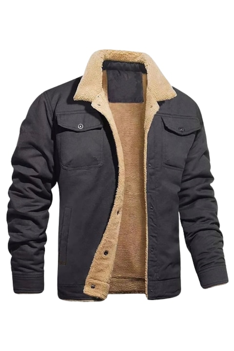 Jacheta izolata din blana artificiala pentru barbati, gri, marimea S