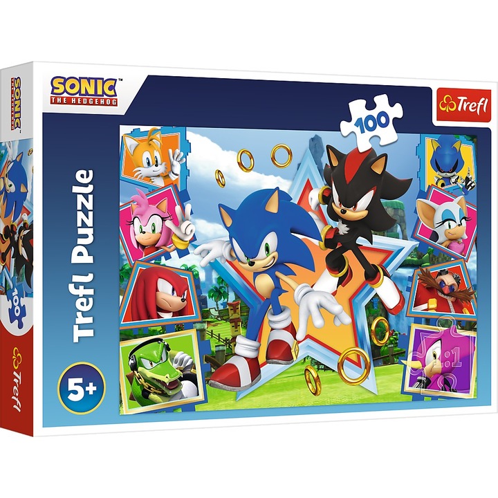 Пъзел Trefl - Sonic, Чудният свят на Sonic, 100 части