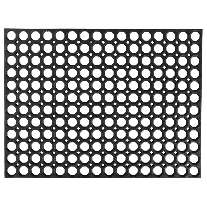 Méhsejt csúszásmentes bejárati szőnyeg, méhsejt modell, fekete, újrahasznosított gumi, 60x80 cm