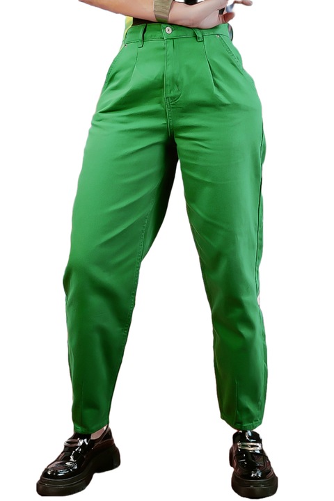 Blugi model boyfriend cu talie inalta din denim colorat, Verde