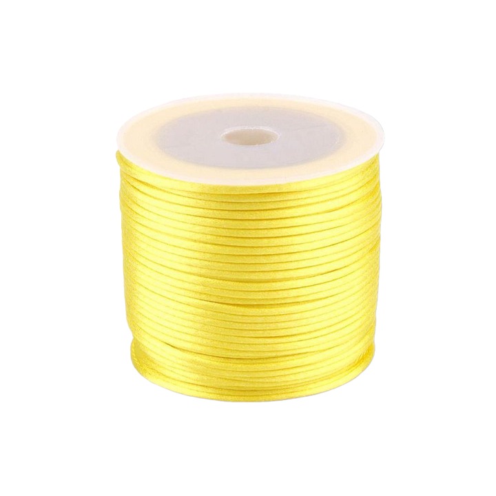 Snur satinat pentru tehnica kumihimo, 27 m, diametru 1 mm, Galben
