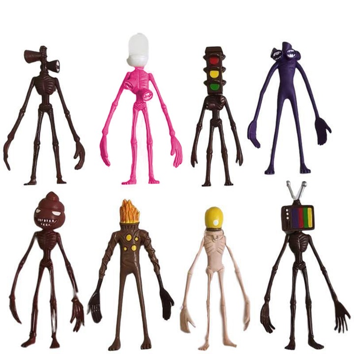 Set 8 figurine - Siren Head, LLWL, PVC, 10-12 cm, Multicolor