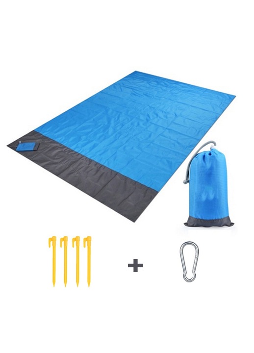 Covoras de plaja, Llwl, Nylon, 210x200cm, Albastru