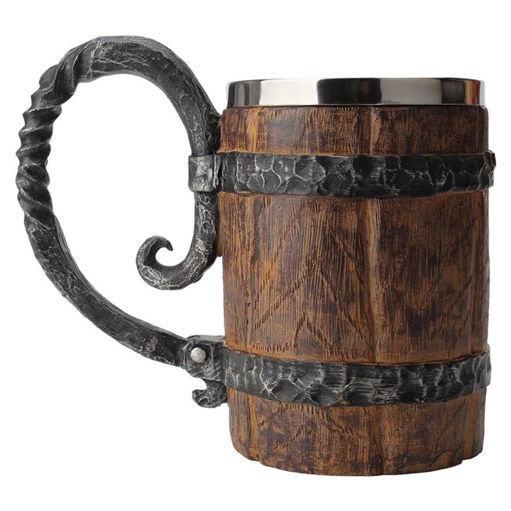 Söröskorsó, LLWL, rozsdamentes acél/gyanta, 450 ml, ezüst/barna