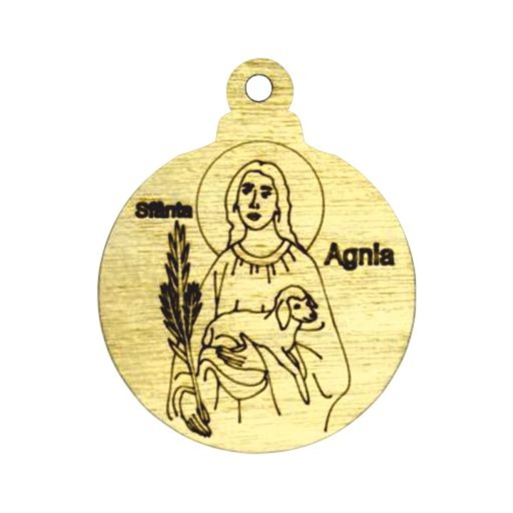 Icoana Glob "Sfanta Agnia", lemn stratificat, 10cmx8cm, decor Craciun