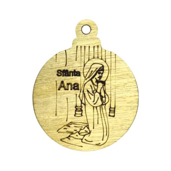 Icoana Glob "Sfanta Ana", lemn stratificat, 10cmx8cm, decor Craciun