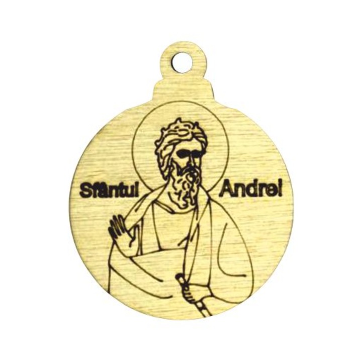Icoana Glob "Sfantul Andrei ", lemn stratificat, 10cmx8cm, decor Craciun