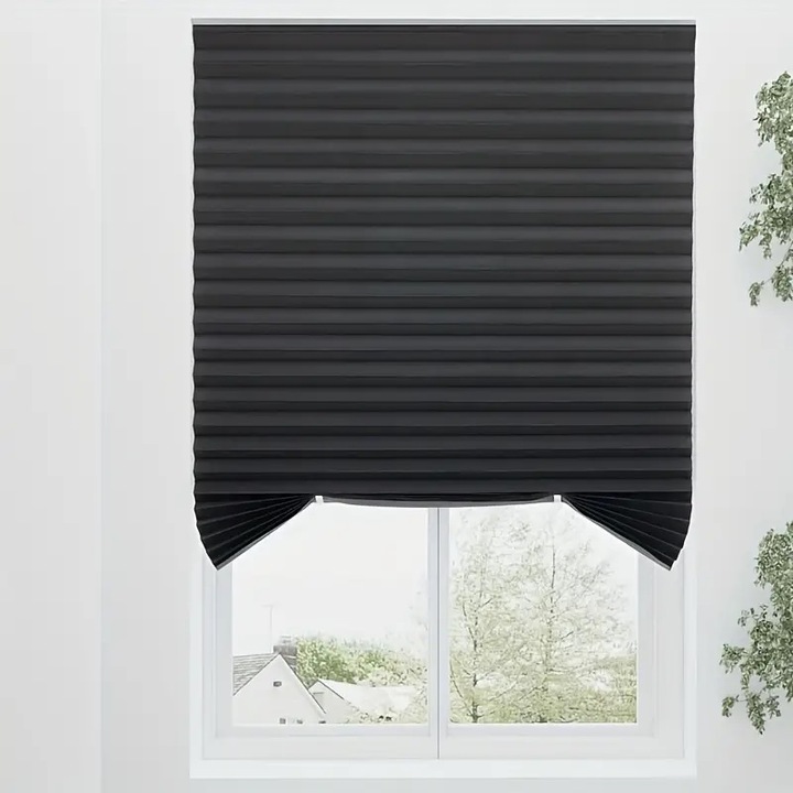 Jaluzea Pentru Fereastra din PVC Textil, cu Prindere Autoadeziva, 60 x 150 cm, Negru- MaffStuff