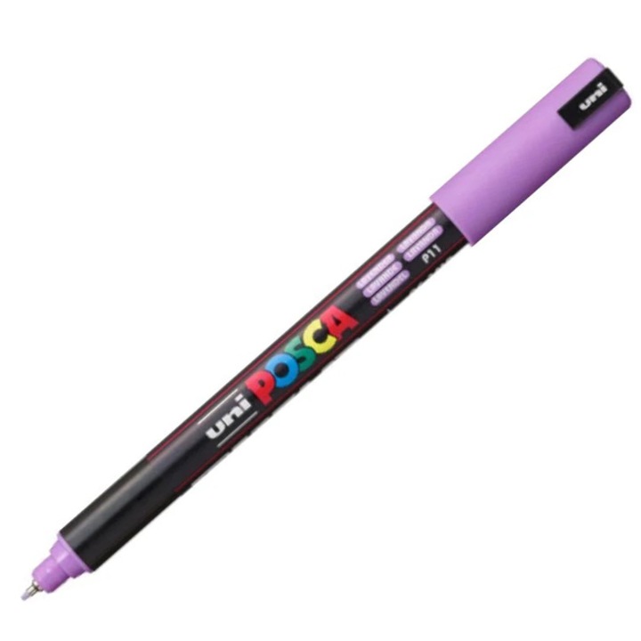 Marker UNI PC-1MR Posca, 0.7 mm, varf fin metalic, Mov Lavanda