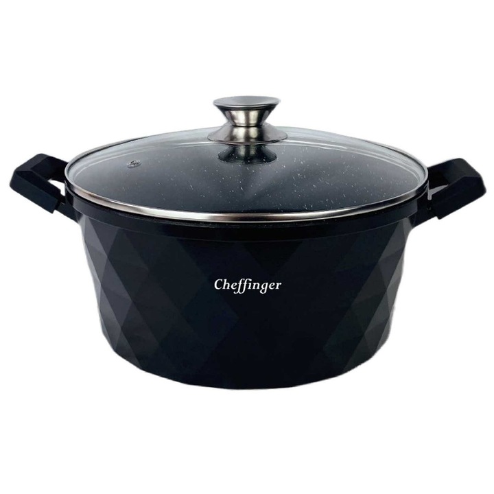 Cheffinger serpenyő, márványos belsővel és fedéllel, Scop®, 32 CM, CF-DIAC32S, 2 szilikon fogantyú