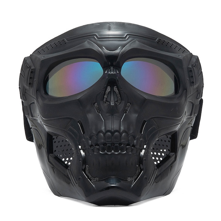 Masca pentru motociclete, ABS/Policarbonat, 20x18.5 cm, Negru