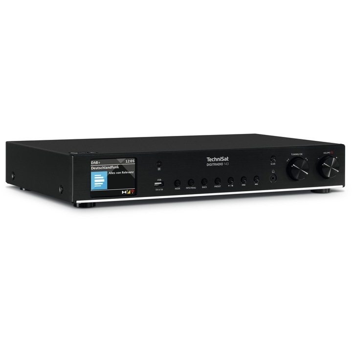 Vevő: TechniSat DIGITRADIO 143, Wi-Fi, Bluetooth, USB, 2 csatorna, fekete