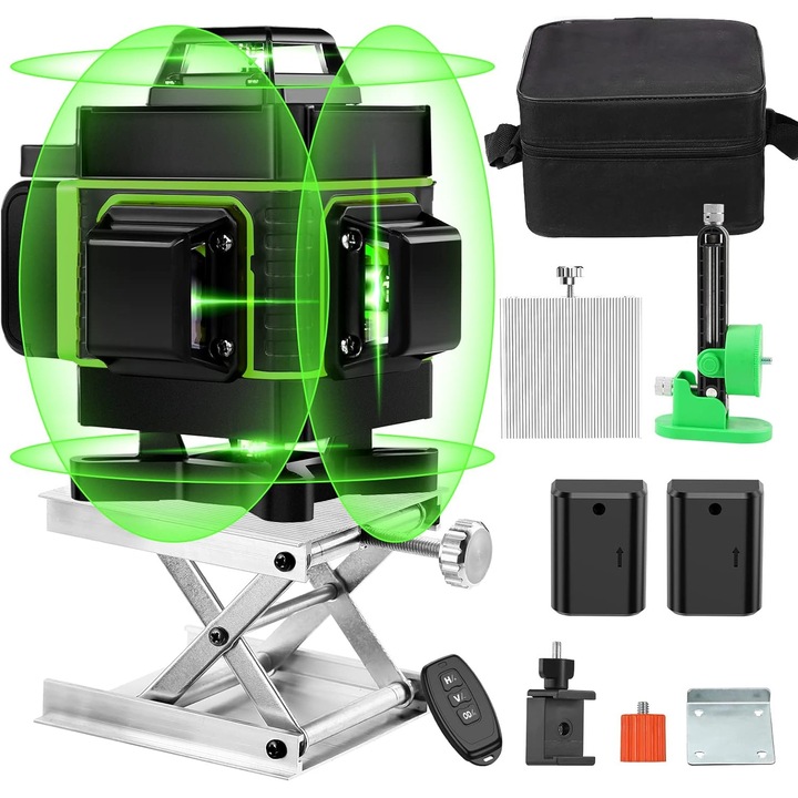 Kit Nivela Laser MOSMAOO, 4D, Raza de actiune 25 m, Negru/Verde