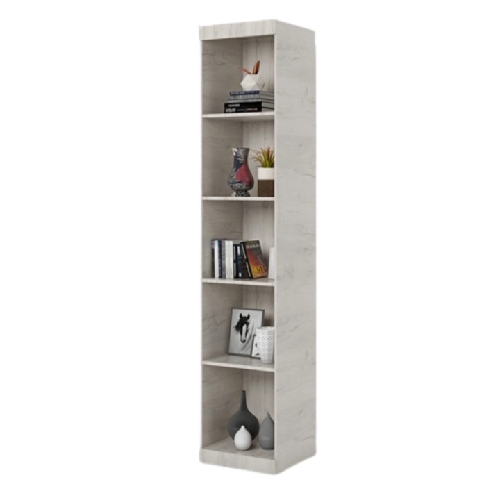 Raft Sonata Everest, Stejar Kraft Alb, 40 x 38 x 208 cm