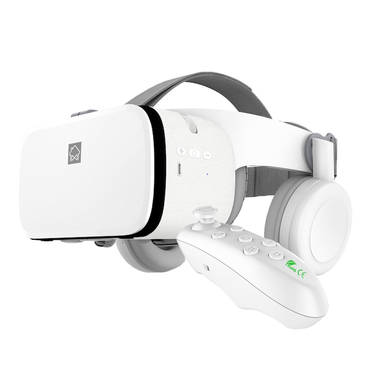 VR szemüveg és vezérlő készlet, BOBOVR, Hi-Fi sztereó fejhallgató, Bluetooth, fehér