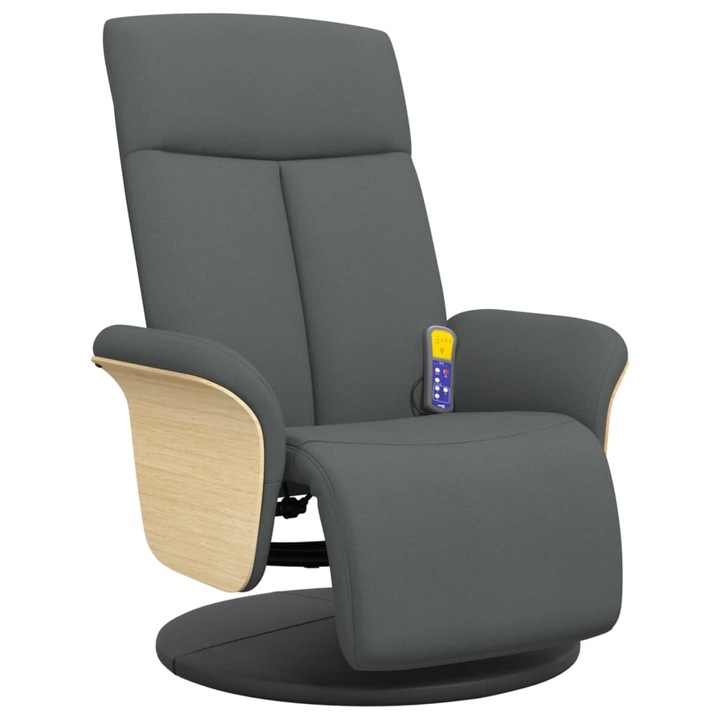 Масажен реклайнер стол с поставка за крака vidaXL, 79 x 87 x 104,5 см, Тъмносив, Текстил, 19.3 Kg