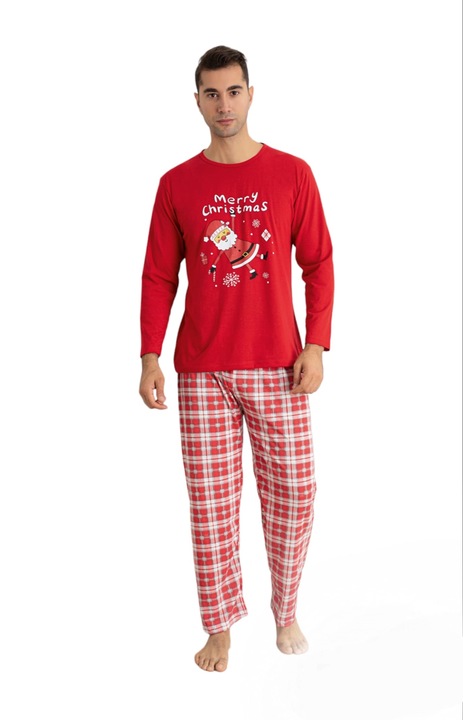 Ferfi karacsonyi pizsama, Mikulas mintas1, Piros