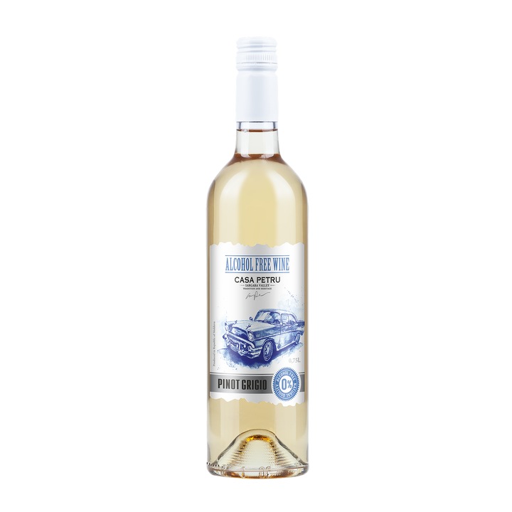 Vin alb demidulce fara alcool, Pinot Grigio, Casa Petru, 0.75 l