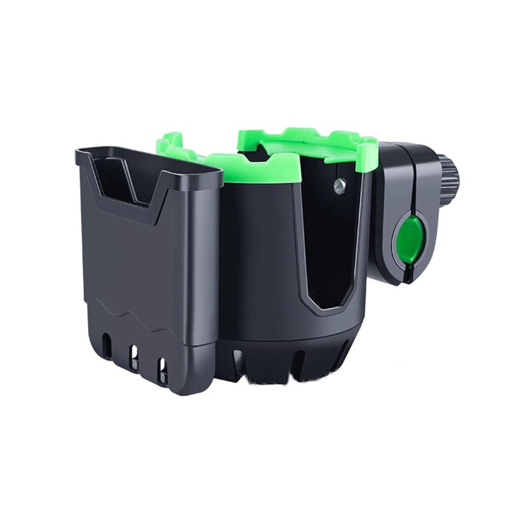 Suport de pahare pentru trotinete electrice, Plastic, 22mm, M4, Negru/Verde