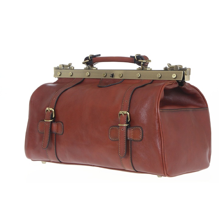 Férfi táska, Katana, Doctor típusú, Természetes bőr, Kézi, 83KA8253S, Sötétbarna