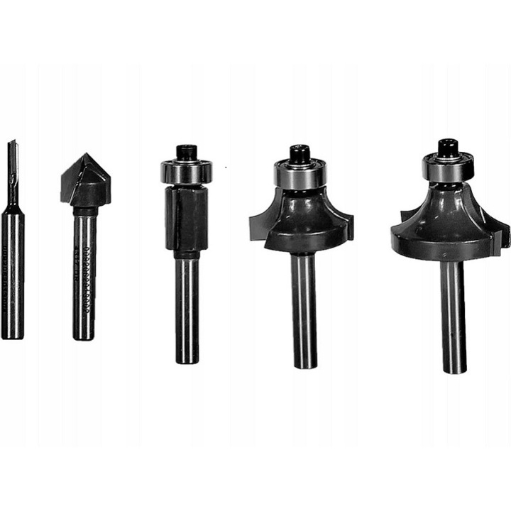 Комплект от 5 фрези 6мм профилирани за дърво, Ryobi, RAKRBS5-KP