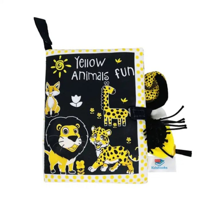 Бебешка сензорна книжка, от колекцията контрастни бебешки книжки, 18,5 x 15 x 3 см, Empria, Животни от джунглата