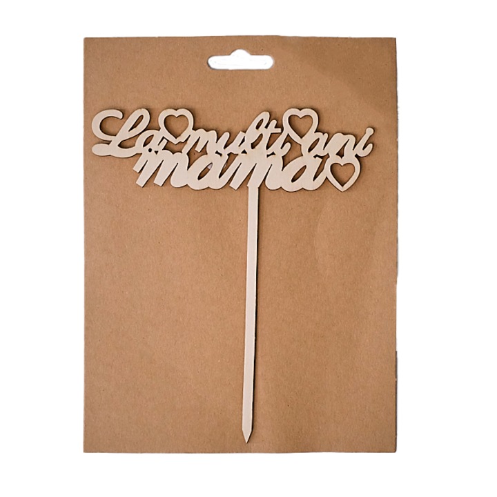Ornament decorativ din lemn cu mesajul "La Multi Ani Mama" - 15cm, Crem, Velve