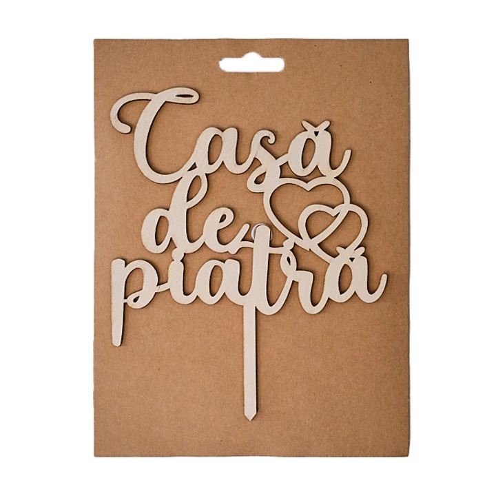 Ornament decorativ din lemn cu mesajul "Casa de Piatra" - 15cm, Crem, Velve