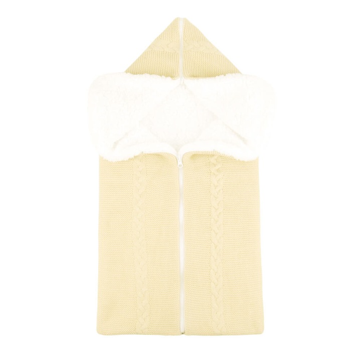 Kötött babatakaró cipzárral, pamutból, puha cocolino - bézs színű