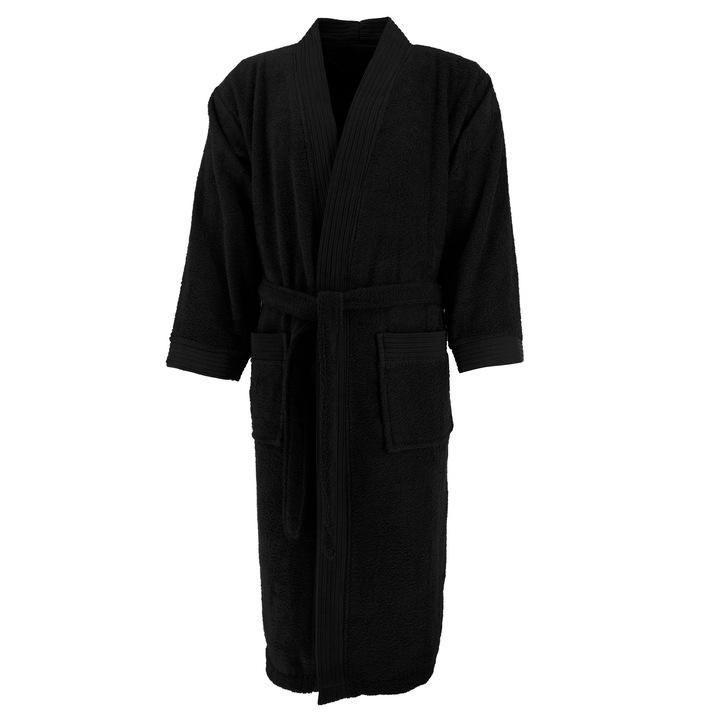 Halat baie, Home Collection, Negru, 100% bumbac, 2X/3XL, The One