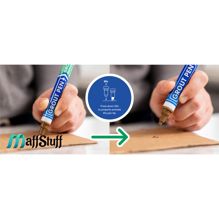 Marker tartós korrekciós pasztával a csempe, csempe és márvány illesztéseinek vagy lyukainak fedésére, gyorsan száradó, barna, 15 ml, MaffStuff