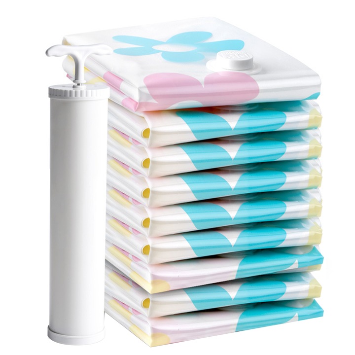 Set 11 saci vidat haine cu pompa, Protectie anti-praf, Usor de folosit, Reutilizabile, Pentru haine, cuverturi, plapumi si calatorii