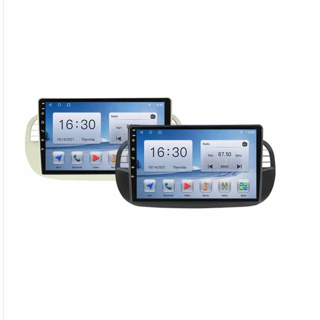 ESTOCK1 ANDROID 14 octa core 4/32 gb autoradio navigatore Carplay per Fiat 500 Fiat Abarth 500 2007-2015 wi-fi GPS 7 USB WI-FI Bluetooth Mirrorlink beige/bianco CAR TABLET radio 500 (Nero