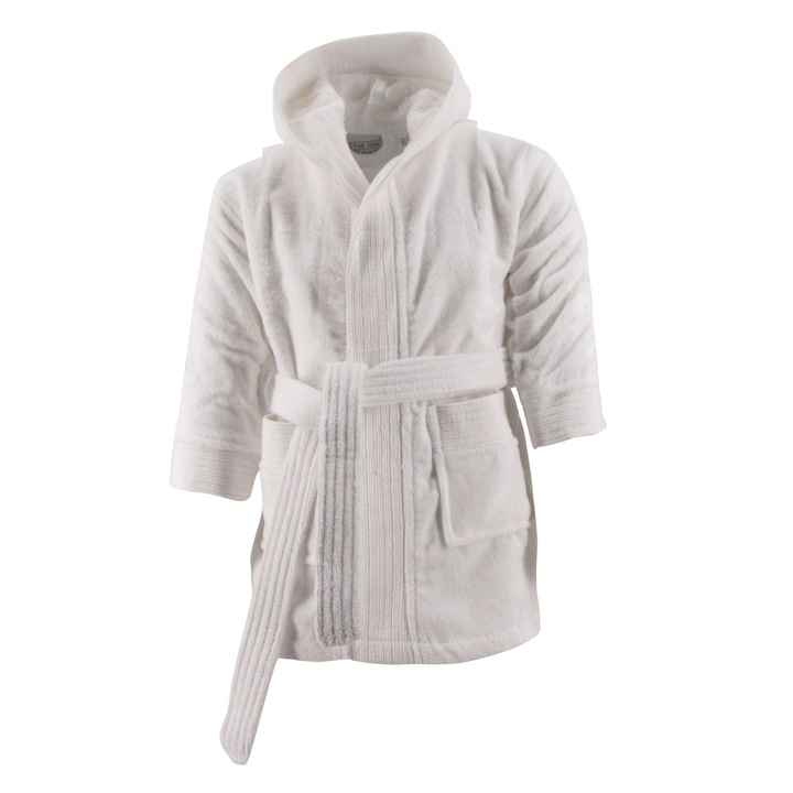 Halat baie gluga, Baby Velour Collection, Alb, 80/92, 100% bumbac