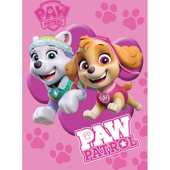 Patura polar Paw Patrol, 100x140 cm Roz 100 x 140